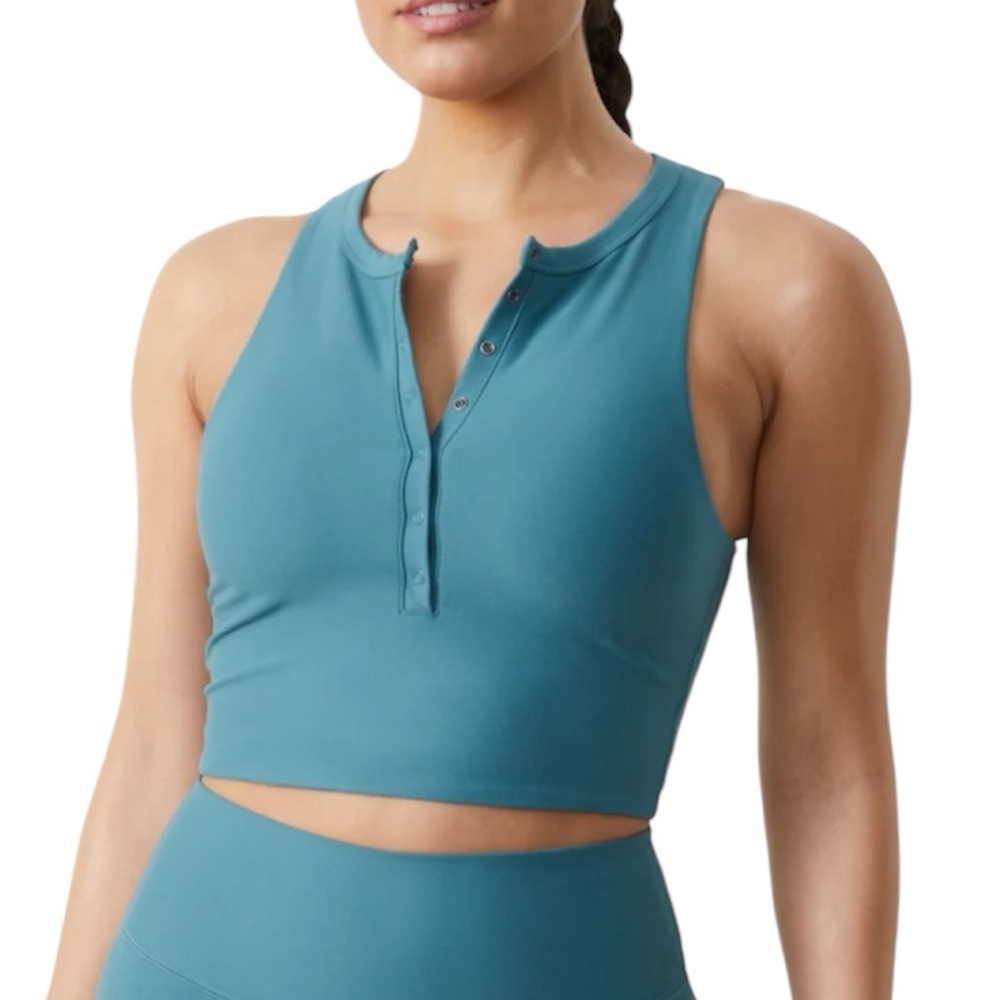 YPB Abercrombie Sculpt Lux Curve Love Plunge Henley Slim Tank Top